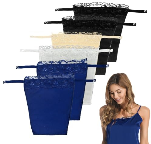 SKHAOVS 6 Pcs Haut Imitation Caraco Bandeau en Dentelle Cache-décolleté,Cache décolleté,Dame Dentelle A Clipser Faux Camisole Soutien-Gorge Insérer Recouvrir Modestie Panneau Gilet (6 Pcs)