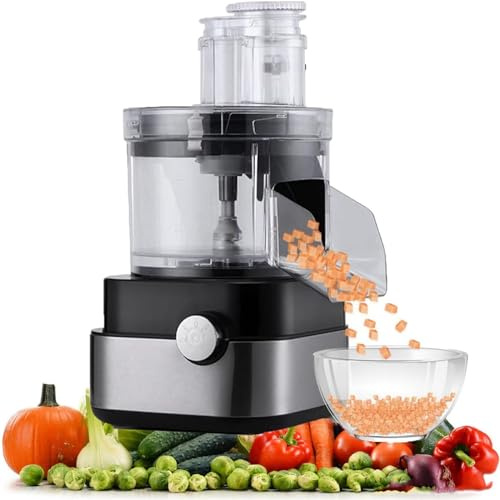 JIANGSS Coupe-Fruits électrique pour légumes, Machine de découpe multifonctionnelle, Viande hachée électrique 600 W/en dés/râpé/tranché, Hachoir à Fruits avec moules à découper de 6/8/10/13/15 mm
