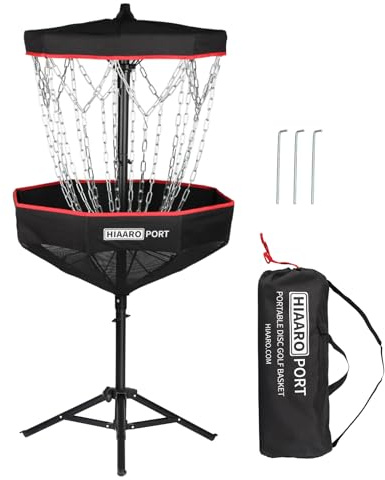 HIAARO Cestino da golf portatile a disco con 16 catene resistenti, bersaglio pieghevole da golf frisbee con borsa per il trasporto per esercitarsi