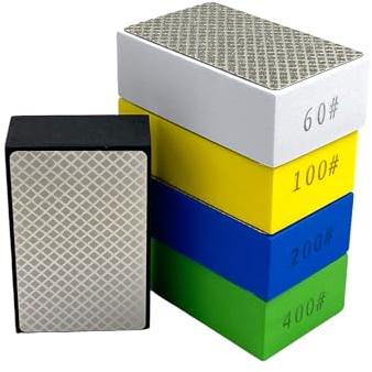 Yuejizhe 5Pcs Diamond Sanding Blocks,60#/100#/200#/400#/600# Grit Diamond Polishing Pads for Sandling Marble Tile Stone Ceramic Glass Grinding