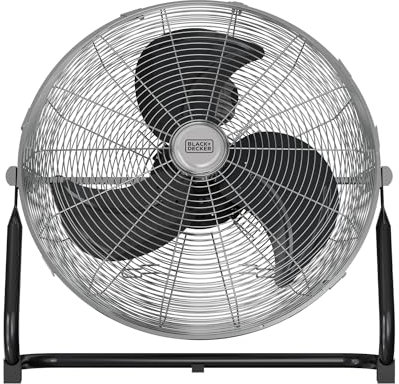 Black+Decker - Ventilador de Suelo 120W, 3 Velocidades, Diámetro 45cm, 3 Aspas en Metal, Inclinación Ajustable, Base Antideslizante, Asa de Transporte, Rejilla Extraíble, Organizador de Cables, Negro