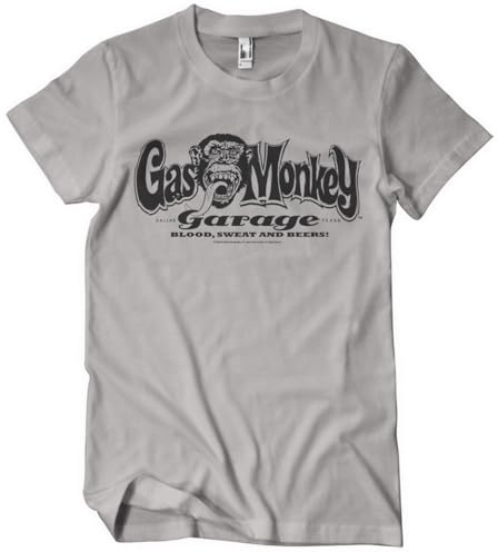 Gas Monkey Garage Officiellt licensierad Gas Monkey Garage Gas Monkey Garage Logo T-shati ya mens (StormGrå), Large