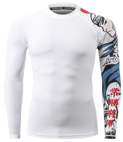 HUGE SPORTS Badeshirts für Männer UPF 50+ Schnelltrocknende Kompression Langarm Herren Rash Guard ZhaoYun L