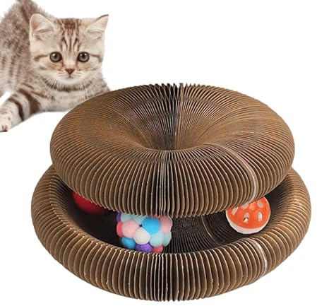 Rascador de órganos para gatos,Increíble rascador de órganos para gatos - Almohadilla para rascar de juguete de acordeón para gatos con bolas - Almohadilla interactiva para rascar, tablero plegable pa