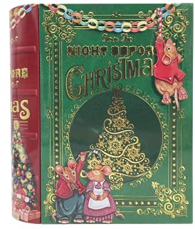 Your Castle Lata en forma de libro de Navidad, caja decorativa de noche antes de Navidad, retro, muy grande, 24,5 x 21 x 9 cm, volumen: 3 litros