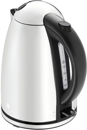 WMF Stelio Wasserkocher Edelstahl 1,7l, elektrischer Wasserkocher mit Kalkfilter, 2400 W, Wasserstandanzeige beleuchtet, edelstahl mattweiß