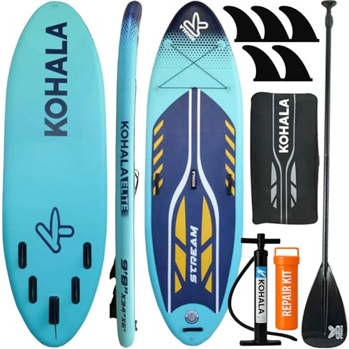 KOHALA Tabla Paddle Surf Hinchable Kohala Stream River 9’8” | Máxima Estabilidad y Control para Ríos y Mares | Pack Completo con Bolsa de Transporte, Remo Telescópico, Hinchador y Kit de Reparaciones