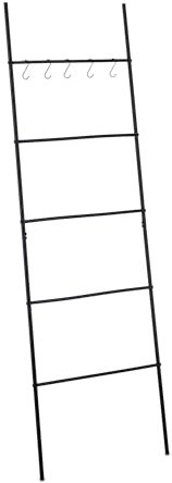 Relaxdays Échelle Porte-Serviettes de Salle de Bain, 5 Barres, pour Serviettes et vêtements, H x L : 178 x 58 cm, Noire