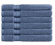 Ozdilek 6-Piece Washcloth Set 13x13 100% Turkish Cotton, 600 GSM, Soft, Gentle on Sensitive Skin, Multi-Purpose Use, Washable, Reusable, Ideal for Baby Care & Spa 6 Towels (Ocean Blue)