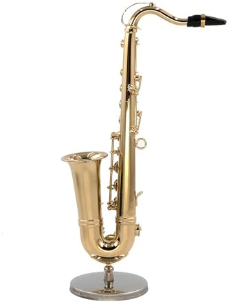 Sax Modellino - Sassofono Placcato Oro in Miniatura | Strumento Musicale In Con Supporto E Per Decorazione Casa Casa Bambole Regalo Per Adulti E Bambini