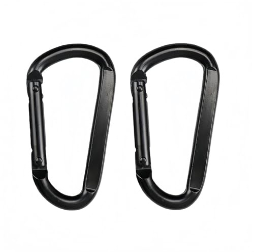 2PCS Heavy-Duty Black Carabiner Clips, Load-Bearing Climbing Carabiners, D-Shaped Keychain for Resistance Bands, Weight Training & Gear Attachment, Cable Machines, for Fitness, Hiking & Camping