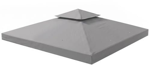 Outsunny Ersatzdach für Pavillon 3 x 3 m wasserdicht Pavillondach mit Doppeldach Ablauflöcher, Ersatzbezug Ersatzteile für Gartenpavillon Gartenzelt Hellgrau