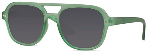 styleBREAKER Lunettes pilote enfant recyclées UV400,Vert/teinté gris