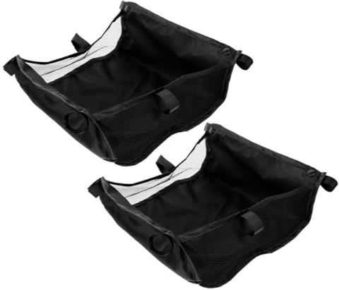 HOMOCONO Bolsa Organizadora y Uso Multifuncional de Tela Oxford para Carrito de Ñiño 2 Piezas Negra Gran Capacidad, Fácil Desmontaje para Cesta de Mano y Cochecito