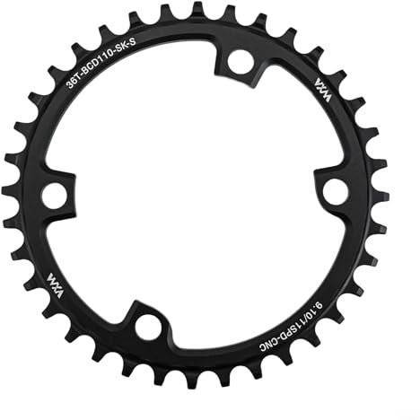 Nexbrill Cadena estrecha y ancha para bicicleta de carretera 110 para BCD 4 pernos CNC aleación de aluminio piñón de una sola velocidad 36T-44T para transmisión 9 10 11 negro (36T)