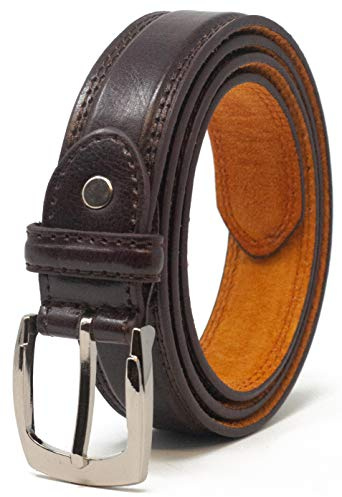 Ossi läderfodrad 28 mm barnbälte (storlekar 4XS – liten) i svart, brun eller brun, Brun, 3XS (22/26 Midja)