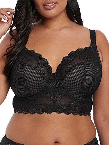 Elomi Damen Charley Longline Bralette mit Bügel Plunge-BH, Blickdicht, Schwarz, 40GG