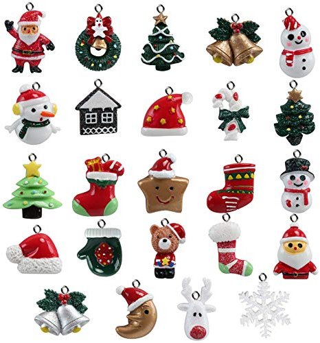 Naler 24-teilig Weihnachtsanhänger Christbaum Deko Weihnachtsbaumschmuck für Adventkalender, aus Harz