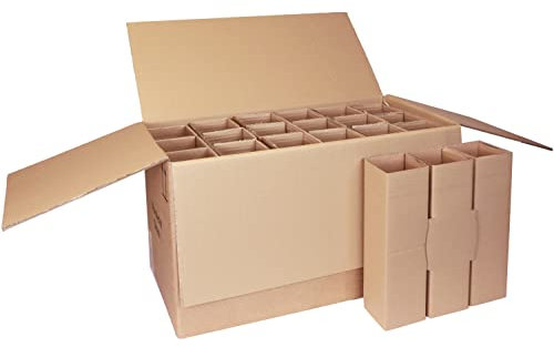 smiley pack Flaschenversandkarton für 18 Flaschen inkl. Einlage 18er Weinkarton Wein Sekt Spirituosen Saft Magnum Gin PTZ DHL UPS DPD Hermes Weinversandkarton Flaschenkarton (10)