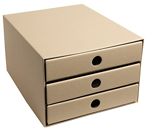 PresentFill® Schubladenbox Pappe - Natur - 100% Recycling Karton - Made in Germany - Schubladenturm für DIN A4 Papierablage - stabil stapelbar - Büro Schreibtisch Organizer – Ablagebox -Ordnungsbox
