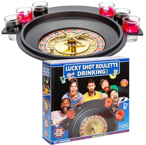 VFM - Lucky Shot Roulette Drinking Game Gift, Multi Shot, Alcohol, Liquor, Party Games, Celebrations, Gatherings, for Adults, Fun, Glasses, Hen Do, Stag Do
