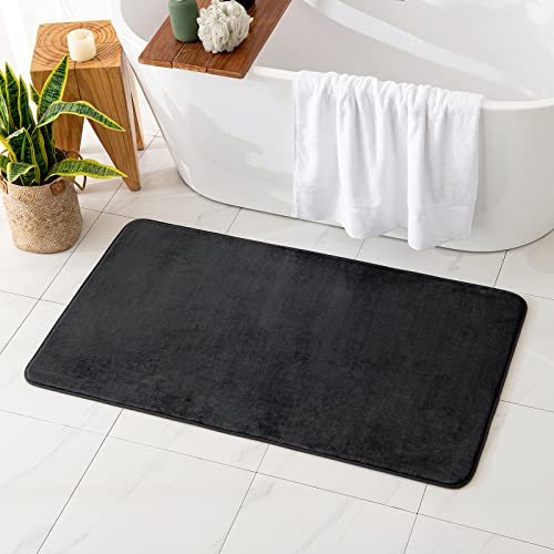 MIULEE Einfarbige Badematte Memoryschaum Badteppich Badezimmerteppich Duschvorleger Teppich Badvorleger Duschmatte Deko Fussmatte rutschfeste Matte für Badezimmer Wohnzimmer 70x120 cm Schwarz