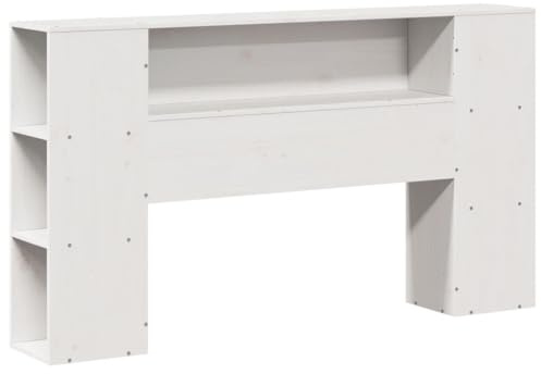 vidaXL Testiera con Ripiani Bianca 160 cm in Legno Massello di Pino, Testata Letto, testiera in Legno massello, testiera con Scomparti