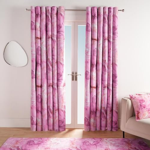 OHS Blackout Curtains Marble Print Essential, Soft Fabric Pale Pink Marble Design 2 Panel Thermal Blackout Curtains Eyelet For Bedroom & Livingroom, Blush-66x72In