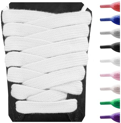 UamGlsob Lacci in cotone spessi 15 mm per Puma Suede XL Sneakers, extra larghi e piatti, per scarpe da skate e sportive (White, 54Inch/140cm)