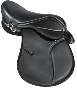 Synthetic Leather Treeless Horse Saddle Lightweight Durable All Purpose Riding Saddle for Comfort and Horse Flexibility Black 16 Inch Seat