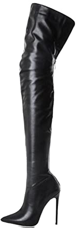 Susenstone Botte Cuissarde Femme Bottes Hautes Lacet Botte Longue Daim Chaudes Hiver Botte Femme Sexy Genou Botte Élastique Talon Bloc Mollet Noir Marron