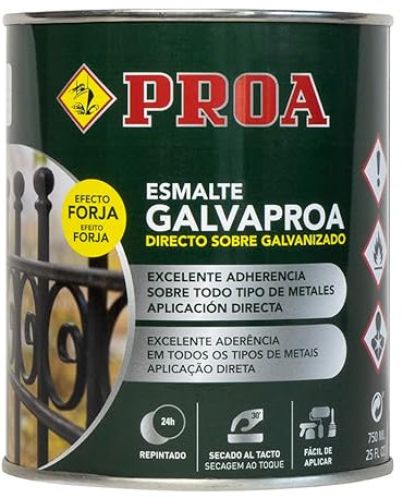Esmalte Forja directo sobre galvanizado o hierro. Galvaproa Forja. GRIS PLATA 750ML.