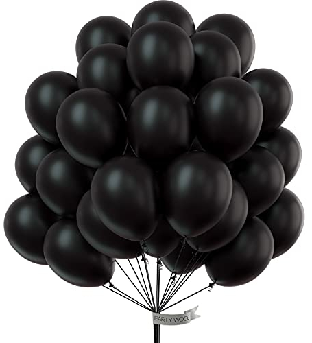 PartyWoo Black Balloons, 100 pcs Latex Balloons for Birthday Party, 10 inch Party Balloons, Helium Balloons, Wedding Balloons, Happy Birthday Balloons, Graduation Decorations, Party Decorations
