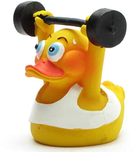 Duckshop I Badeente Gewichtheber I Quietscheente I Quietscheentchen L: 7,5 cm I Geschenk Bodybuilder I Präsent Sammler