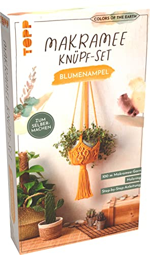 Colors of the Earth Makramee Knüpf-Set Blumenampel: Anleitung und Material für eine Makramee-Blumenampel im angesagten Boho-Stil zum Selbermachen, White