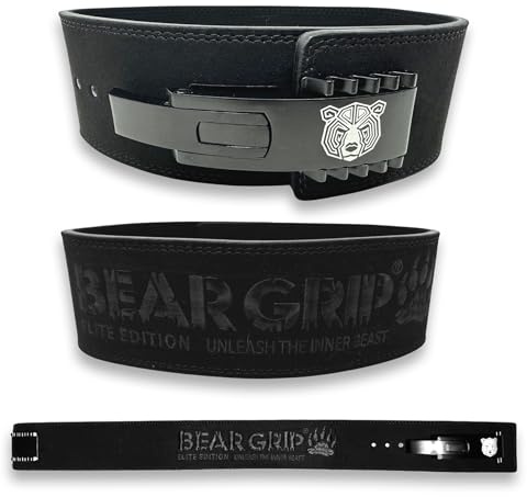 BEAR GRIP Elbälte – Elite Edition Premium dubbel pong tyngdlyftningsbälte (S, mörkläggning)