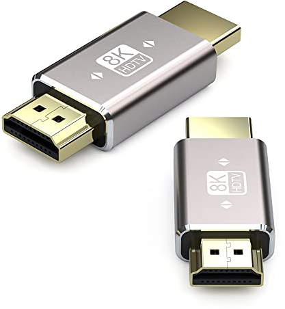 VMOJO 8K HDMI Stecker auf Stecker Verlängerungsadapter Koppler HDMI 2.1 Stecker-A HD Stecker, unterstützt 8K@60Hz/4K@120Hz HDR, für HDTV Projektor Laptop PC, 2 STK