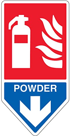 Señal de seguridad con forma de VSafety – Extintor en polvo – 200 x 400 – 2 mm de plástico rígido