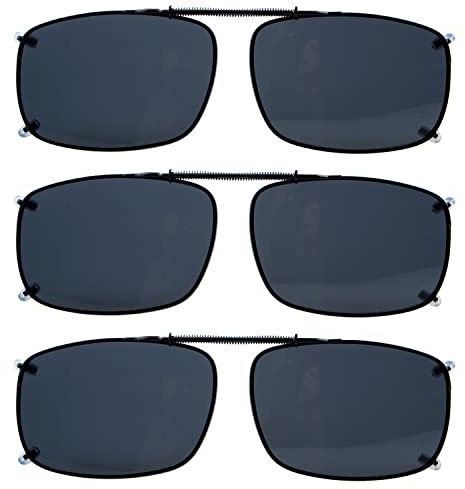 Eyekepper Wide Lens 3-pack Clip-on Polarized Sunglasses Grey Lens 57 * 39MM