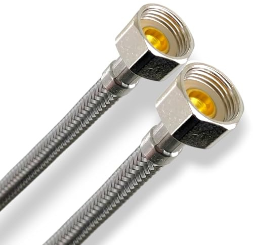 DL-pro 50 cm pansarslang flexslang 3/8 x 3/8 tum IG/IG med kontätning enligt KTW-A W270 duschslang med rostfritt stålnät för armatur vattenkran