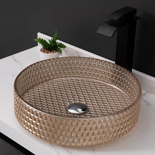 Badezimmer-Aufsatzbecken, Druckgussbecken, gehärtetes Glaswaschbecken, einfaches Becken, Hotel, rundes Badezimmerwaschbecken
