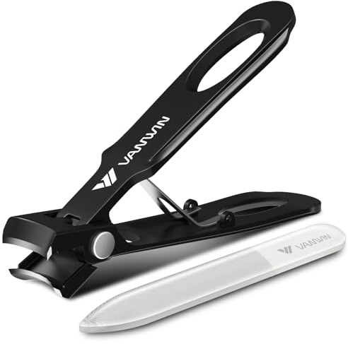 VANWIN Coupe-Ongles avec Réceptacle, Coupe Ongle Large Ouverture 15mm pour Ongles Épais, Nail Clippers Heavy Duty Ultra Tranchant pour Hommes Femmes Seniors