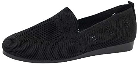 luoluoluo Ladies Loafers UK Sale, Womens Ballet Flats Pumps Low Wedge Slip On Knit Dress Shoes Classic Mesh Shoe with Arch Support Round Toe Ballerina Softable Shoes Comfy Dolly Shoes Office Shoes