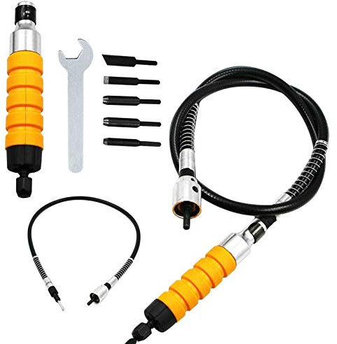 MYUYEE Cuchillo de Grabado y Tallado eléctrico para carpintería con 5 Hojas + Llave + Eje Flexible para Carpintero y burilador,