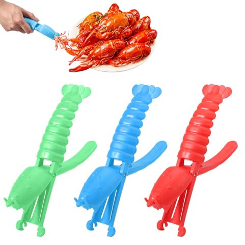 3st Kräftsvansskalare, 3 Färger Plast Crawfish Shucker-Verktyg Inga Smutsiga Händer för att Enkelt Skala av Räkskal(Blått & Rött & Grönt)