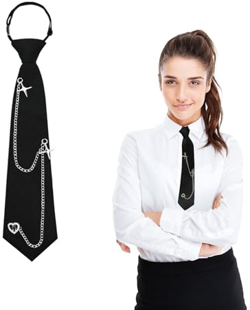Hyxodjy Cravate Noire Femme, Cravate Uniforme Réglable pour Fille, Cravate Longue Noire pour les Femmes, Obtention du Diplôme, Affaires, Mariage, Cosplay
