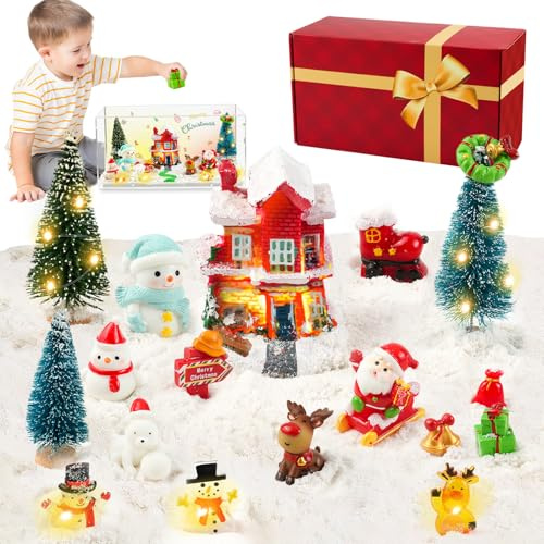 MYDOVA Decoración de Navidad, juego de manualidades de terrario de Navidad con luces de colores, kit de manualidades científicas para niños, regalo infantil para niñas de 3 a 12 años, decoración de