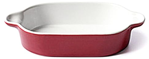 Fuente de cerámica para hornear lasaña, cacerola resistente al calor con asas para asar