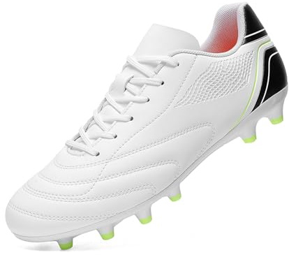 HaloTeam Scarpe da Calcio Uomo Spikes Tacchetti Professionale Scarpe da Allenamento Leggero Antiscivolo Scarpe da Calcetto,Bianco,EU 44