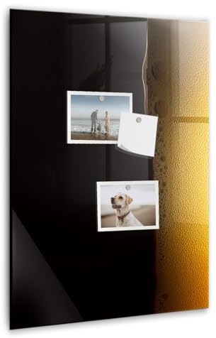 Tableau de notes magnétique en verre | verre trempé élégant et durable | fourni avec aimants néodyme forts, feutre effaçable et éponge | idéal maison ou entreprise - 40x60 - Bière brune